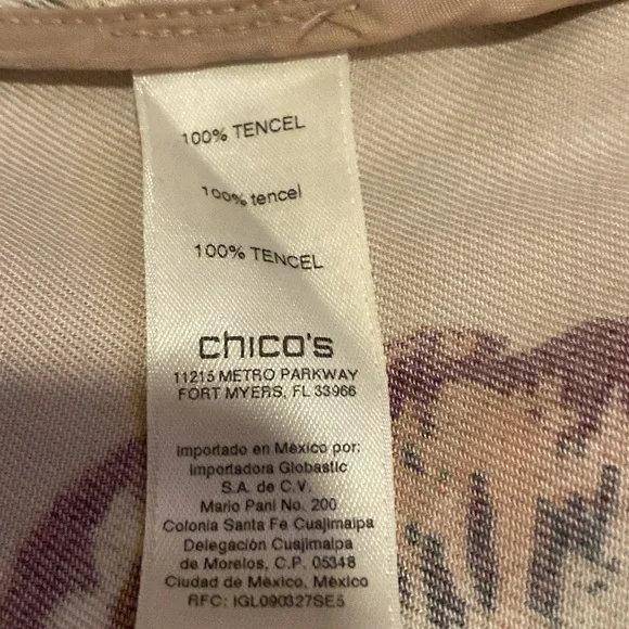 Chico's Cream Trench Coat Blazer with Botanical Print size 2 L - Picture 9 of 11